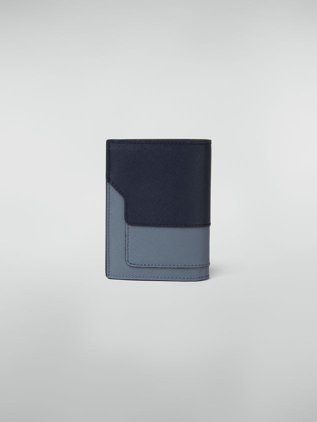 Wallet Marni Saffiano leather bi-fold wallet dark grey light grey and black Woman