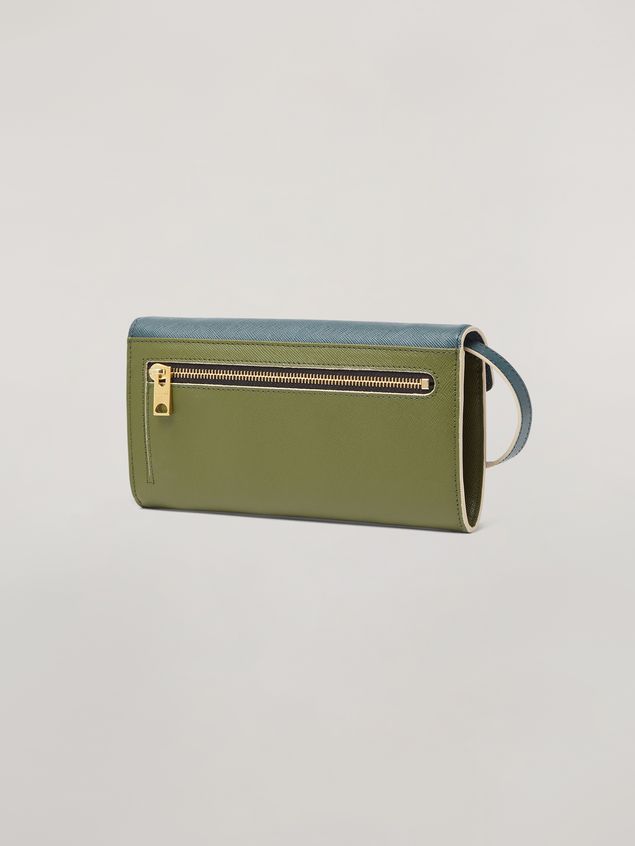 Wallet Marni Saffiano leather bellows wallet petroleum white and green Woman