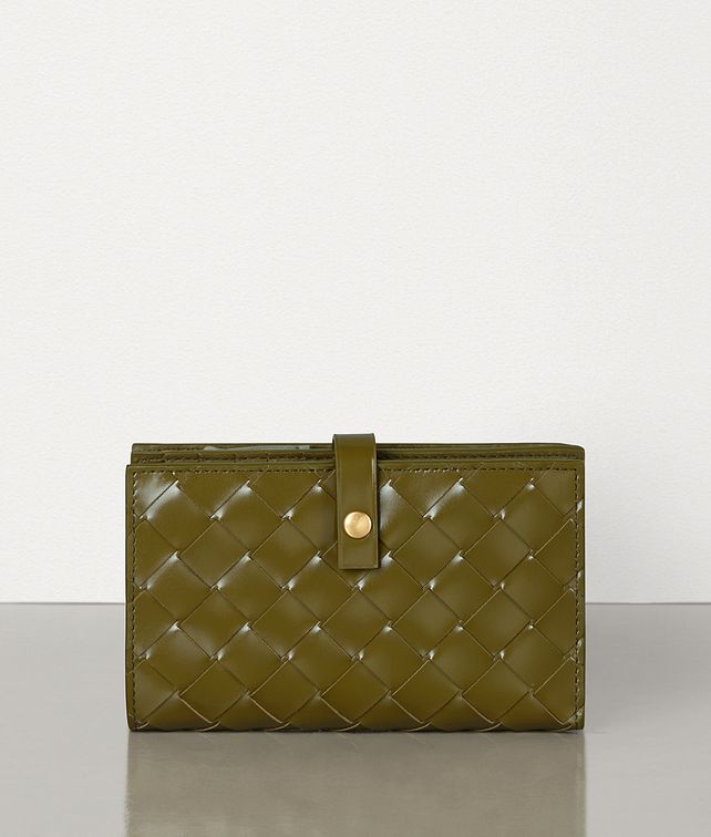 BOTTEGA VENETA MINI FRENCH WALLET IN INTRECCIATO SPAZZOLATO CALF Large Wallet Woman fp