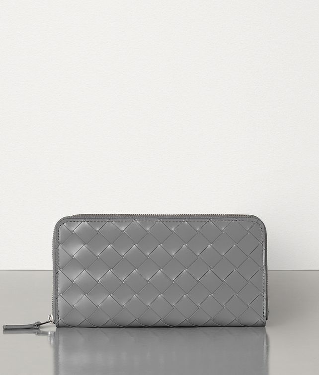 BOTTEGA VENETA ZIP AROUND WALLET IN INTRECCIATO SPAZZOLATO CALF Large Wallet Man fp