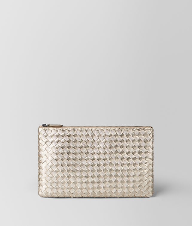 BOTTEGA VENETA POCHETTE BILETTO IN INTRECCIATO GROS GRAIN PLATINO Altro accessorio E fp