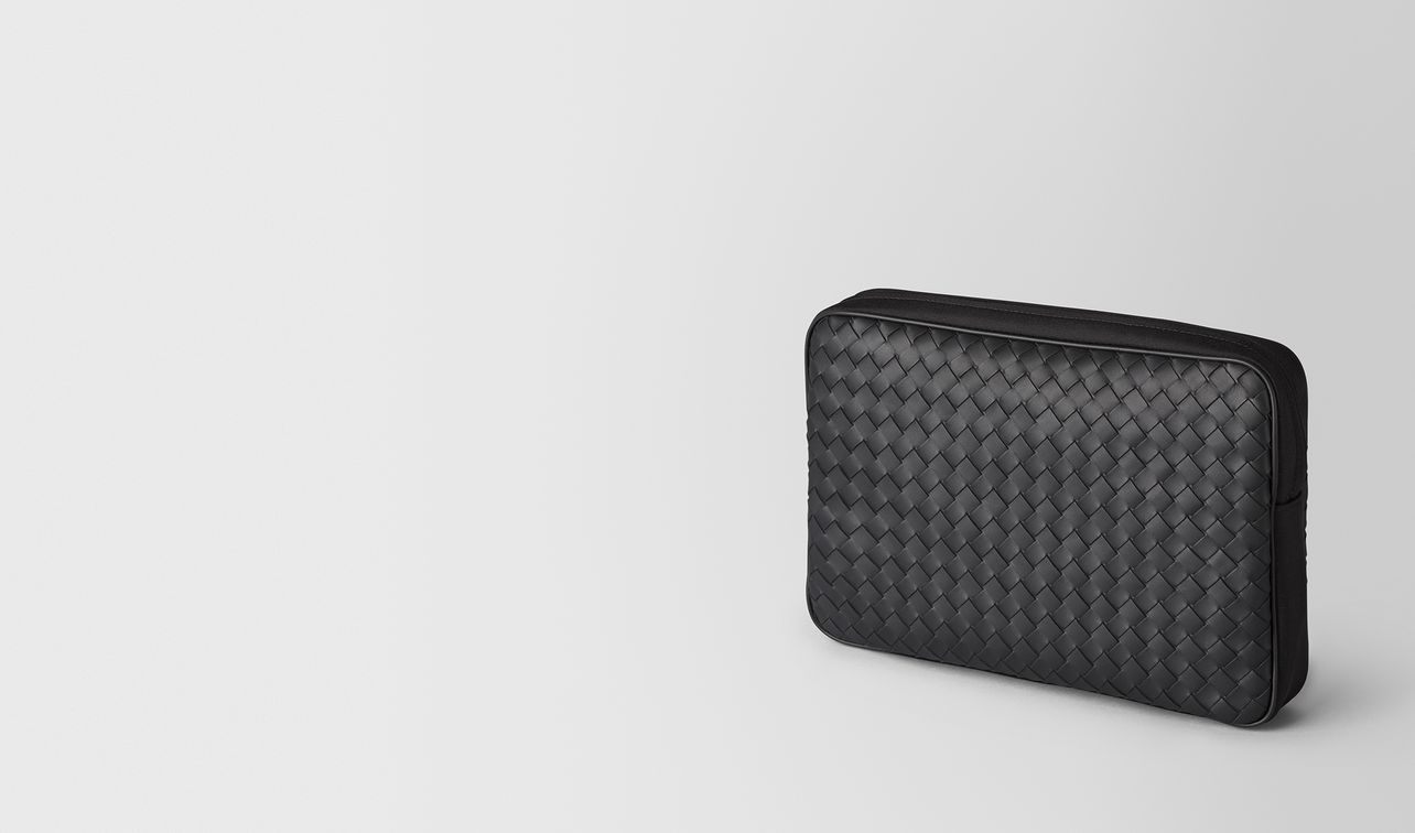 nero intrecciato calf/hi-tech canvas beauty case landing