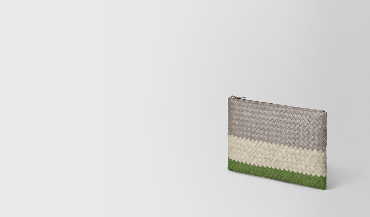 multicolor intrecciato club lamb pouch landing
