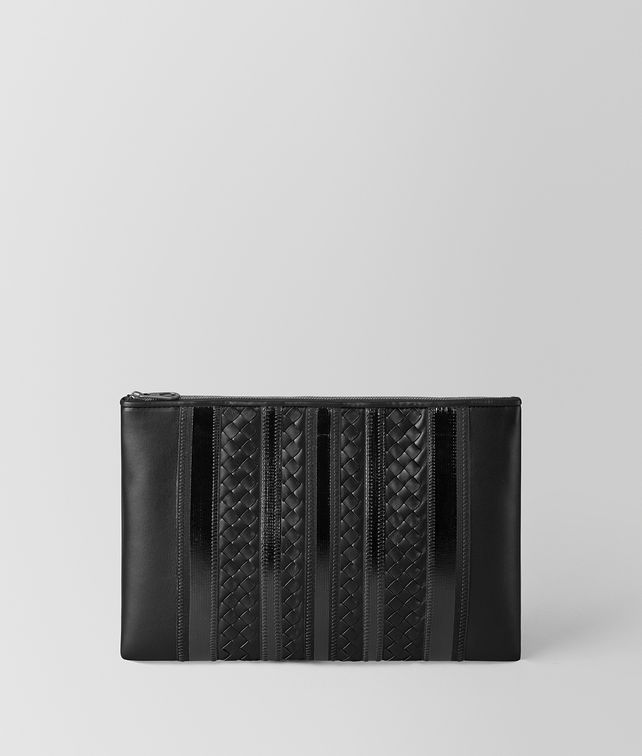BOTTEGA VENETA 네로 나파 테크 스트라이프 파우치 파우치 남성 fp
