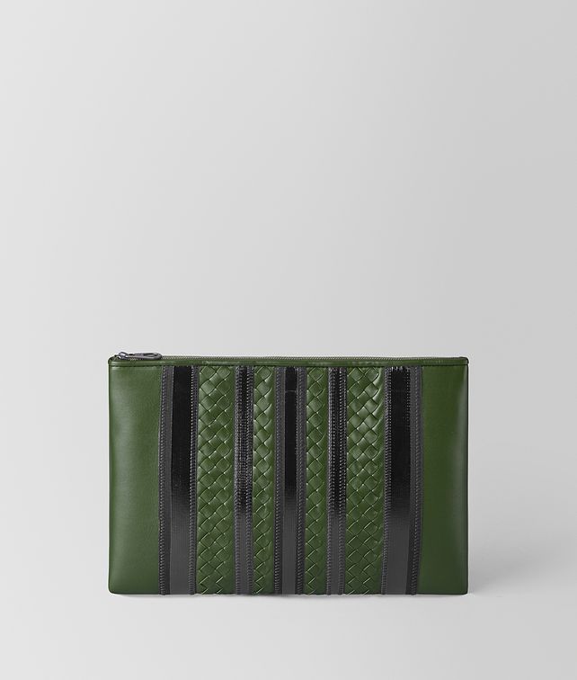 BOTTEGA VENETA FOREST/NERO NAPPA TECH STRIPE POUCH Pouch Man fp