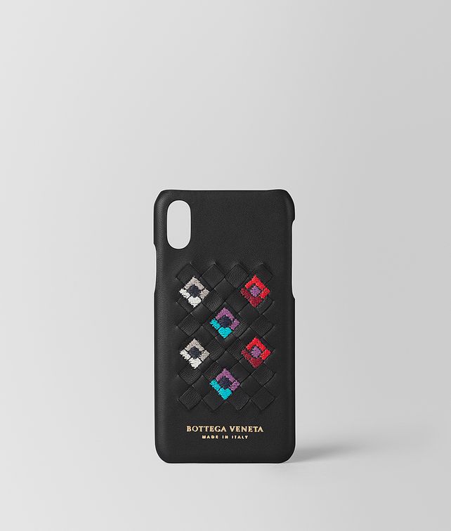 BOTTEGA VENETA NERO INTRECCIATO SQUADRATO HIGH-TECH CASE Tech Accessory E fp