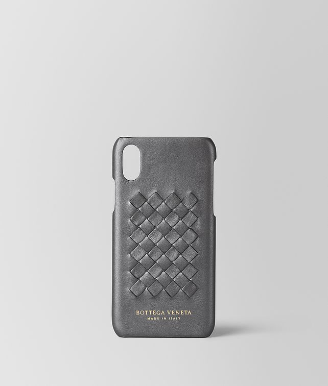 BOTTEGA VENETA ANTIQUE SILVER INTRECCIATO NAPPA HIGH-TECH CASE Tech Accessory E fp