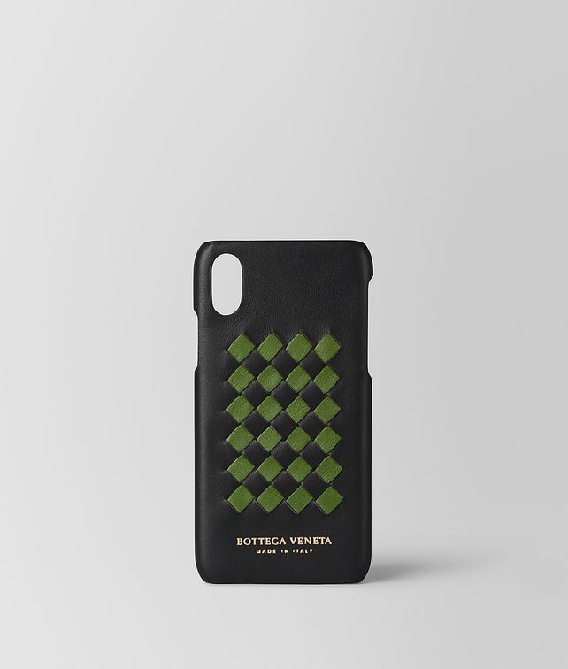 BOTTEGA VENETA NERO/FERN INTRECCIATO CHECKER HIGH-TECH CASE Tech Accessory E fp