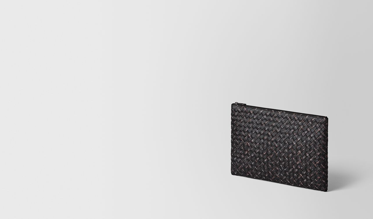 multicolor intrecciato microdots pouch landing