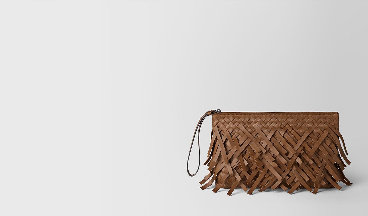 dark leather intrecciato fringe large biletto landing