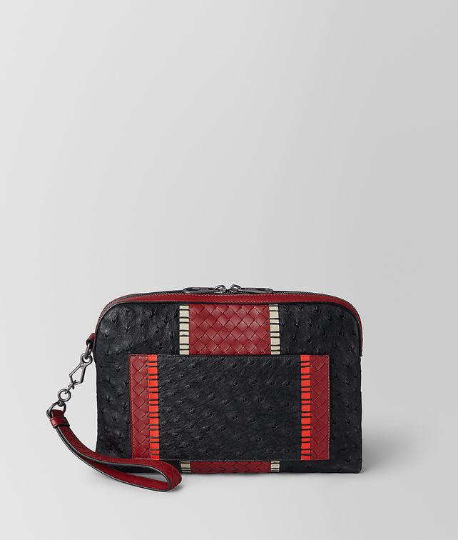 BOTTEGA VENETA MULTIFUNKTIONALES ETUI AUS NAPPA UND STRAUSSENLEDER Pochette Herren fp