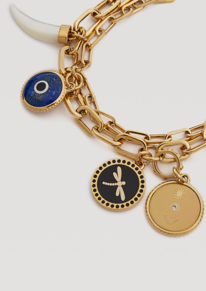 Eyes On The World Bracelet In Stainless Steel With Good Luck Charm Emporio Armani Eyes On The World Bracelet In Stainless Steel With Good Luck Charm Woman