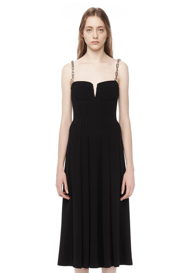 Alexander Wang A LINE BUSTIER DRESS WITH CHAIN STRAPS 3/4 Length Dress ...