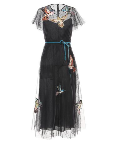 REDValentino Hummingbird Embroidered Tulle Dress - Dress for Women ...
