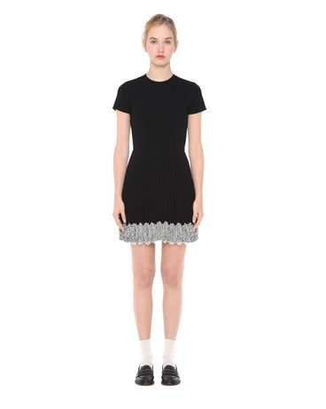 REDValentino LACE DETAIL PLEATED CREPE DRESS