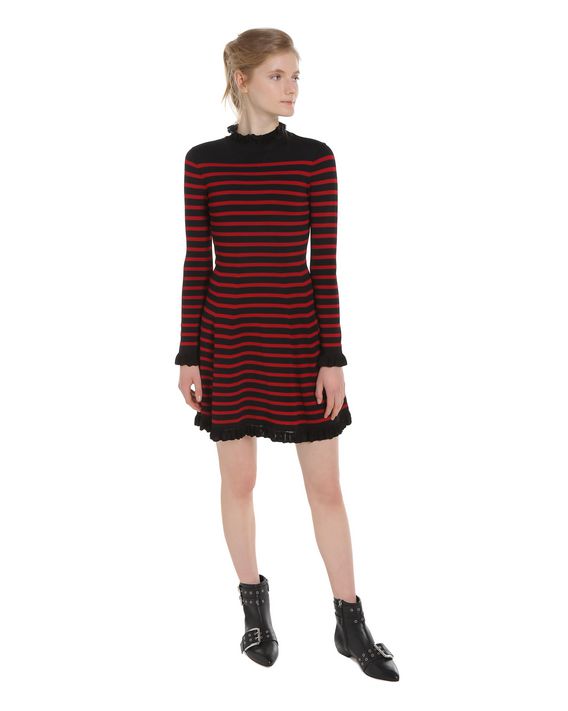 REDValentino Ruffle Detailed Striped Viscose Dress - Knit Dress for ...