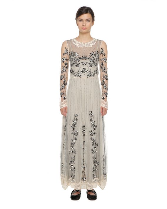 Redvalentino Flower Embroidered Tulle Dress Embroidered Dress For