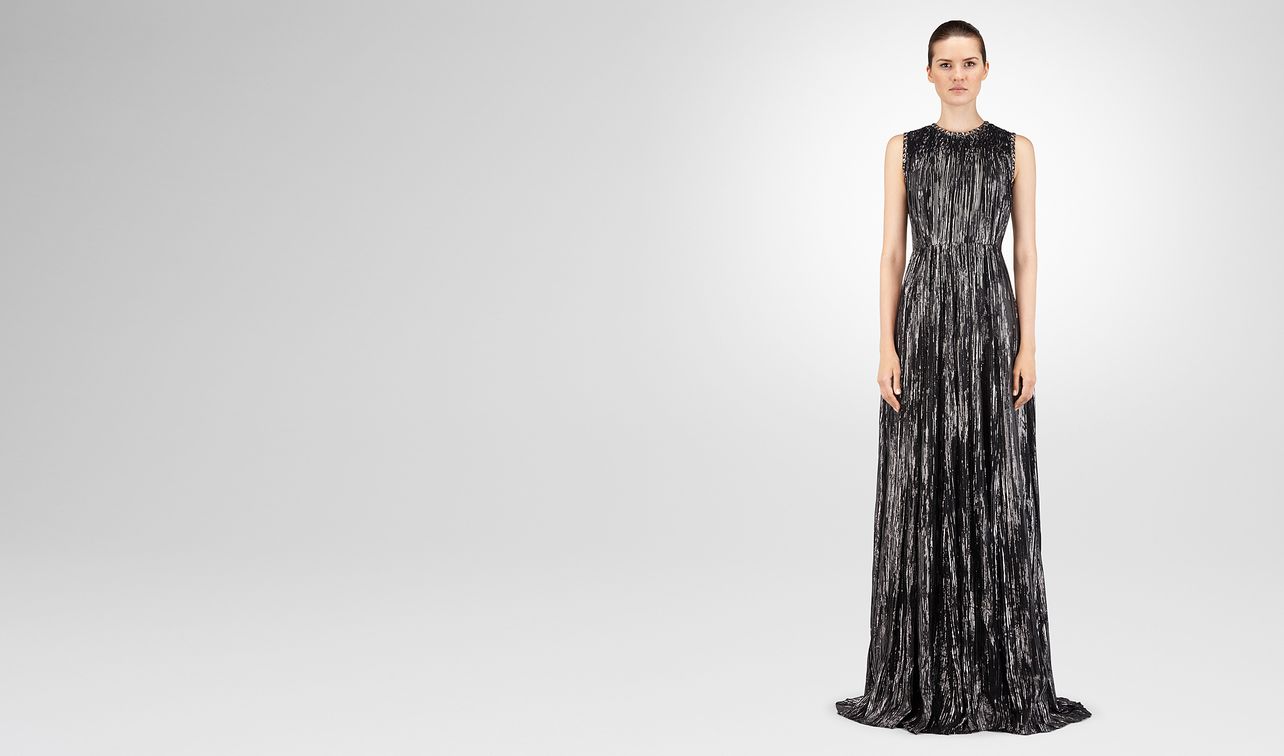 nero silk jacquard long dress landing