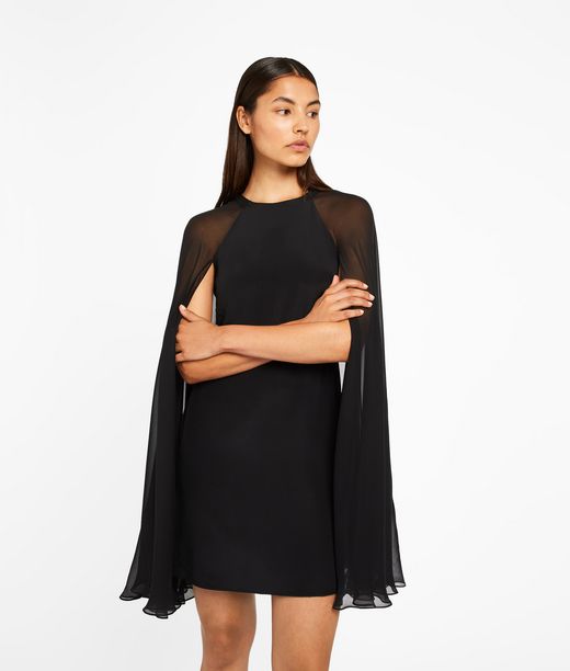 KARL LAGERFELD Silk Dress With Sheer Cape 12_f