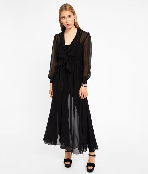 KARL LAGERFELD Ikonik Silk Maxi Trench Dress 12_f