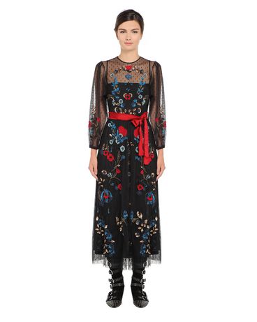 REDValentino Fraktur embroidered point d'esprit dress