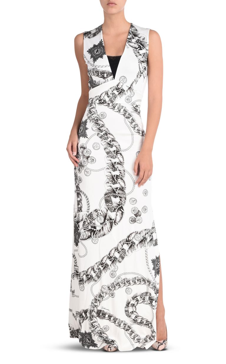 Just Cavalli Long Dress Women Official Online Just Cavalli Long Dress In Chain Reaction Print Pickupinshipping Info