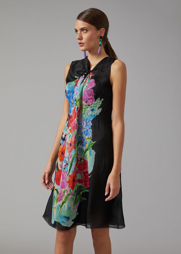 Silk Crepe Dress Woman Giorgio Armani