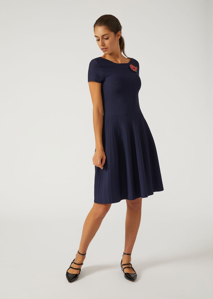 Flared Knit Dress Woman Emporio Armani