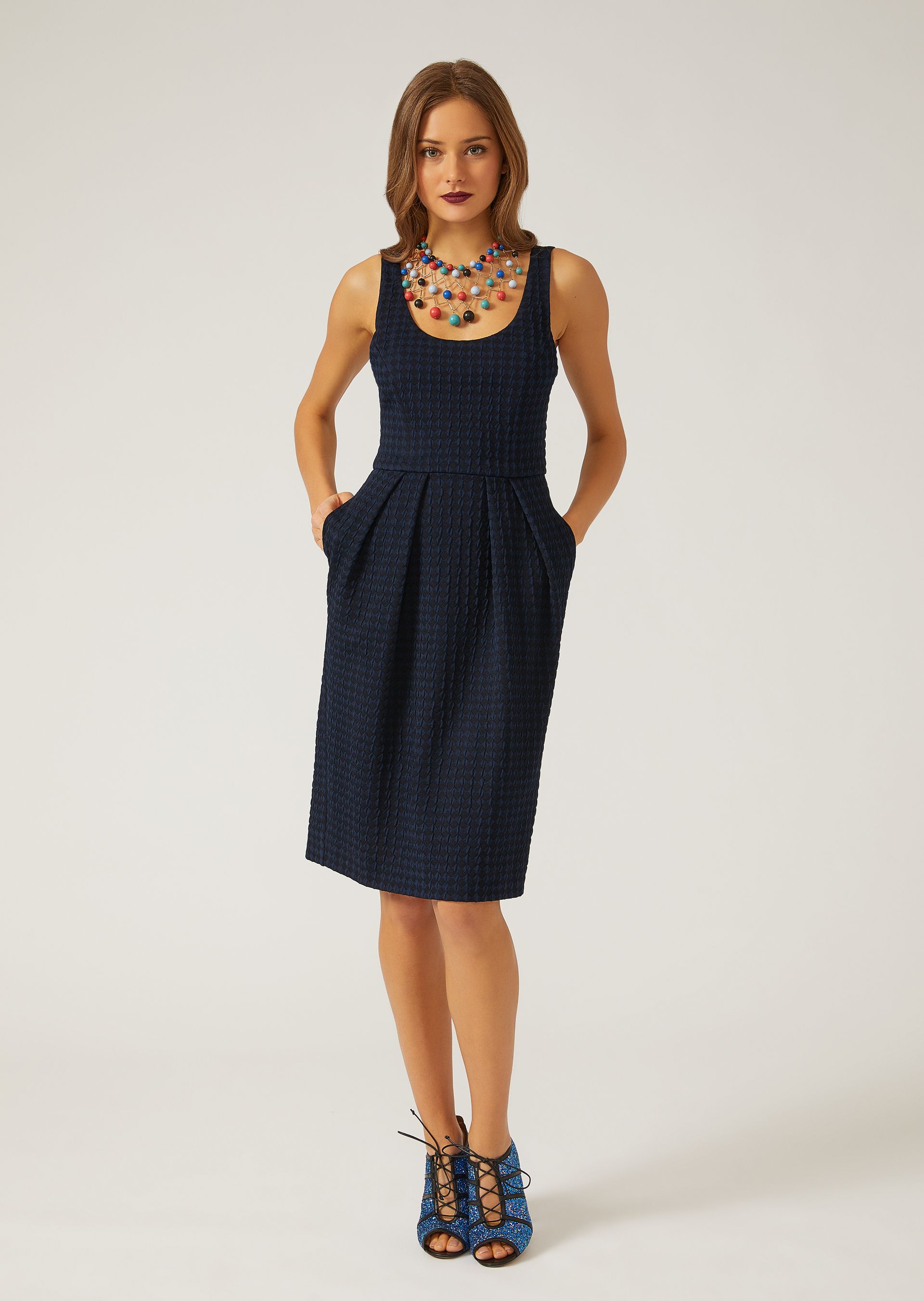 Sheath Dress In Textured Fabric With Darts for Women Emporio Armani