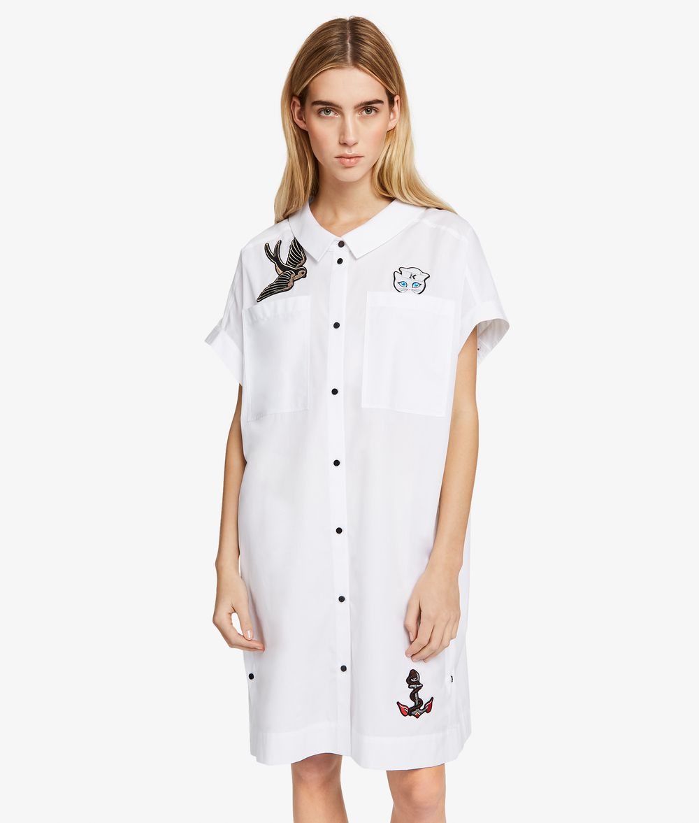 KARL LAGERFELD Kaptain Karl Hemdkleid mit Aufnäher Kleid Damen f