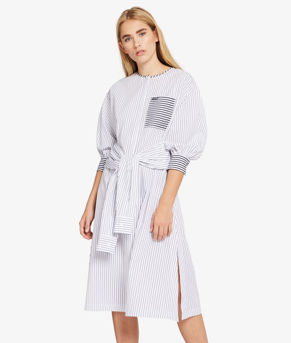 KARL LAGERFELD Streifen-Kleid aus Baumwoll-Popeline Kleid Damen f