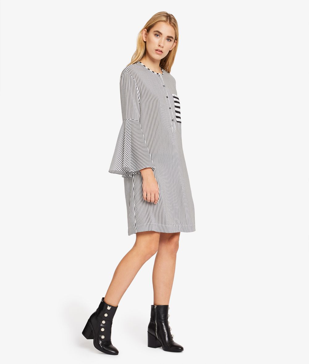 KARL LAGERFELD Gestreiftes Hemdblusenkleid aus Seide Kleid Damen f