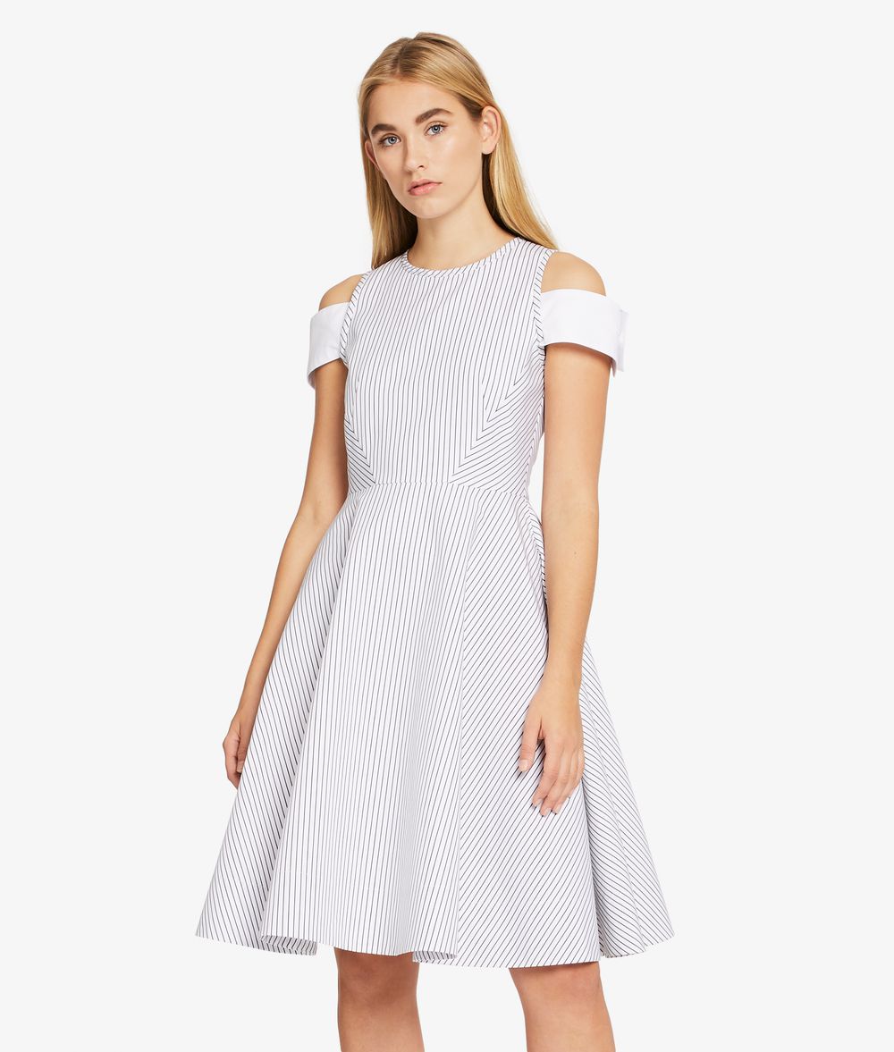 KARL LAGERFELD Streifen-Kleid mit Manschette an der Schulter Kleid Damen d