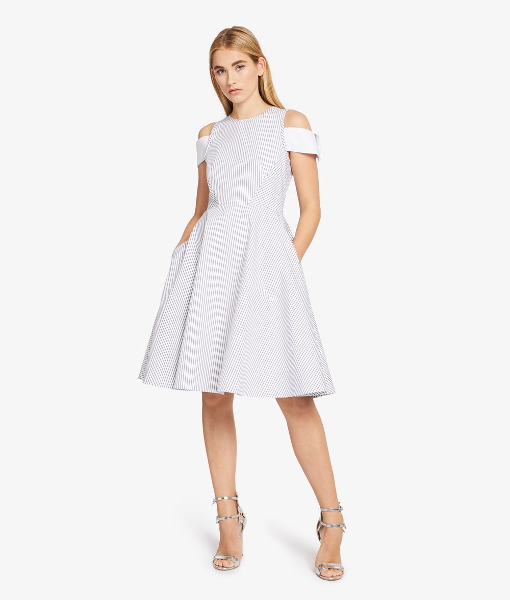KARL LAGERFELD Streifen-Kleid mit Manschette an der Schulter Kleid Damen f