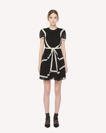 REDValentino レースリボンエンブロイダリー ジョーゼット ドレス