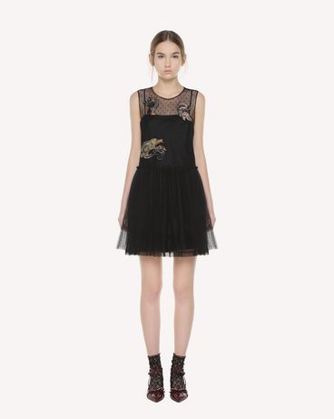REDValentino Tulle dress with Enchanted Reptiles and Bird patches