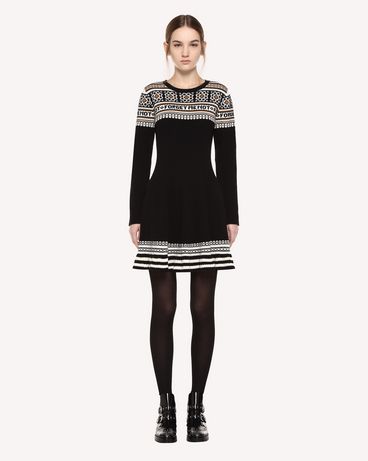 REDValentino Wool dress with geometric jacquard design