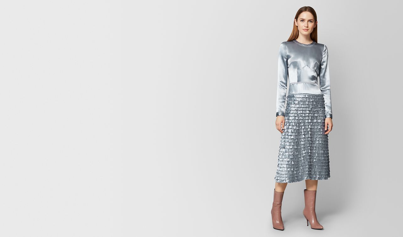 dark arctic satin dress landing