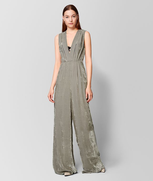 BOTTEGA VENETA DARK CEMENT VELVET JUMPSUIT Dress Woman fp