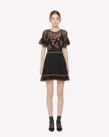 REDValentino 花卉刺绣棉质针织连衣裙