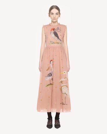 REDValentino Seidenkleid mit „Enchanted Birds“-Print