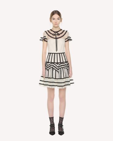 REDValentino Tubulars and lace embroidered Tulle dress