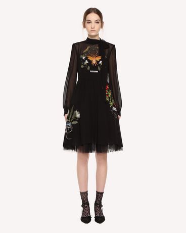 REDValentino Flora and Fauna embroidered Georgette dress