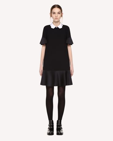 REDValentino Satin-backed crêpe dress with collar detail