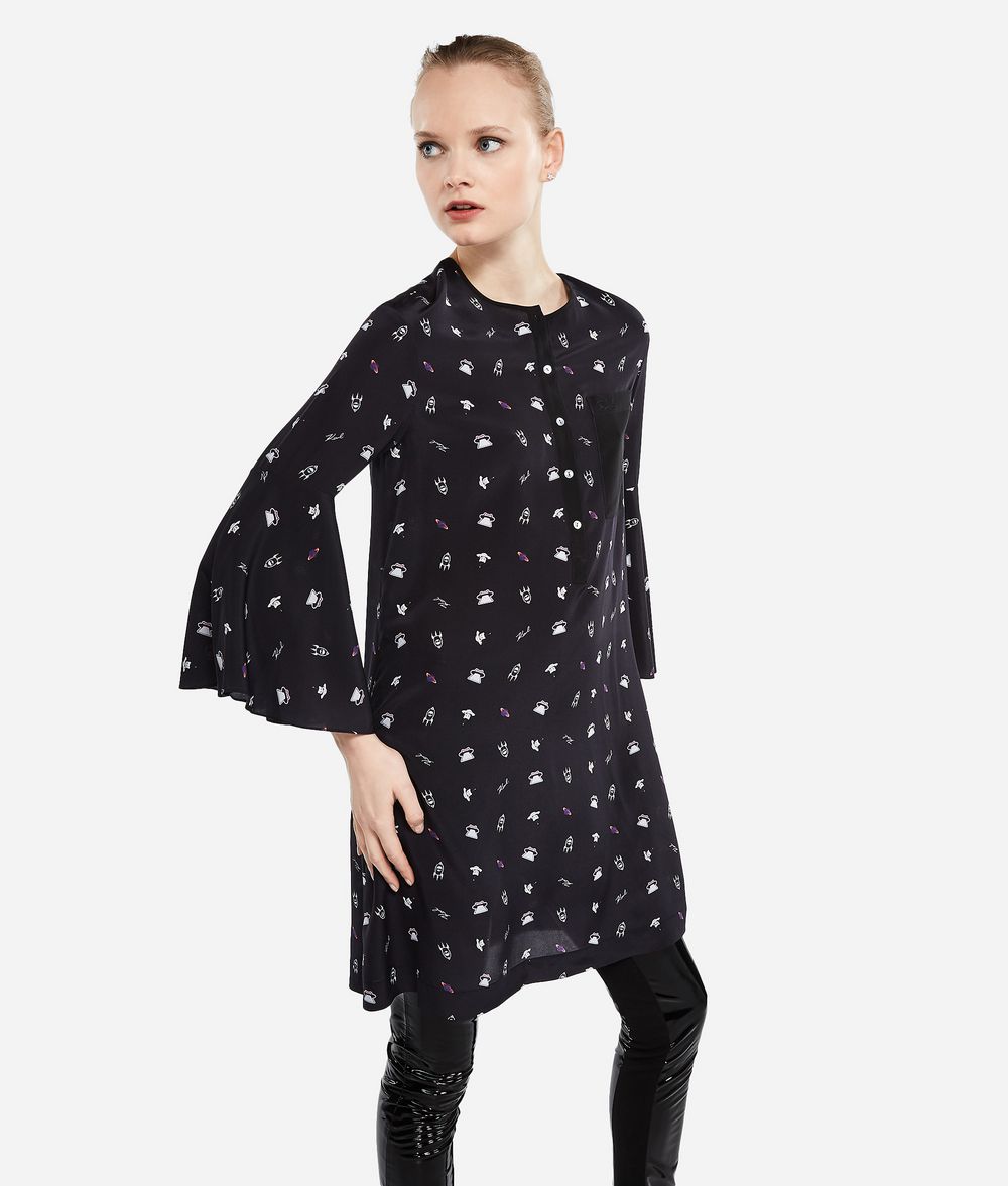 KARL LAGERFELD Karl Space Seidenkleid Kleid Damen f