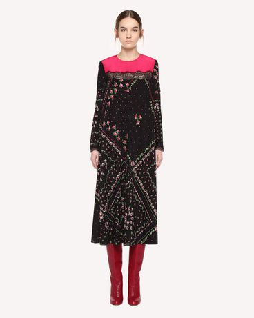 REDValentino Robe en soie avec imprimé Foulard Roseto et rubans en dentelle