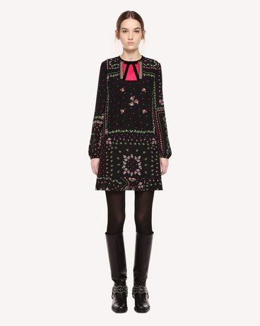 REDValentino Silk dress with Rose Garden Scarf print