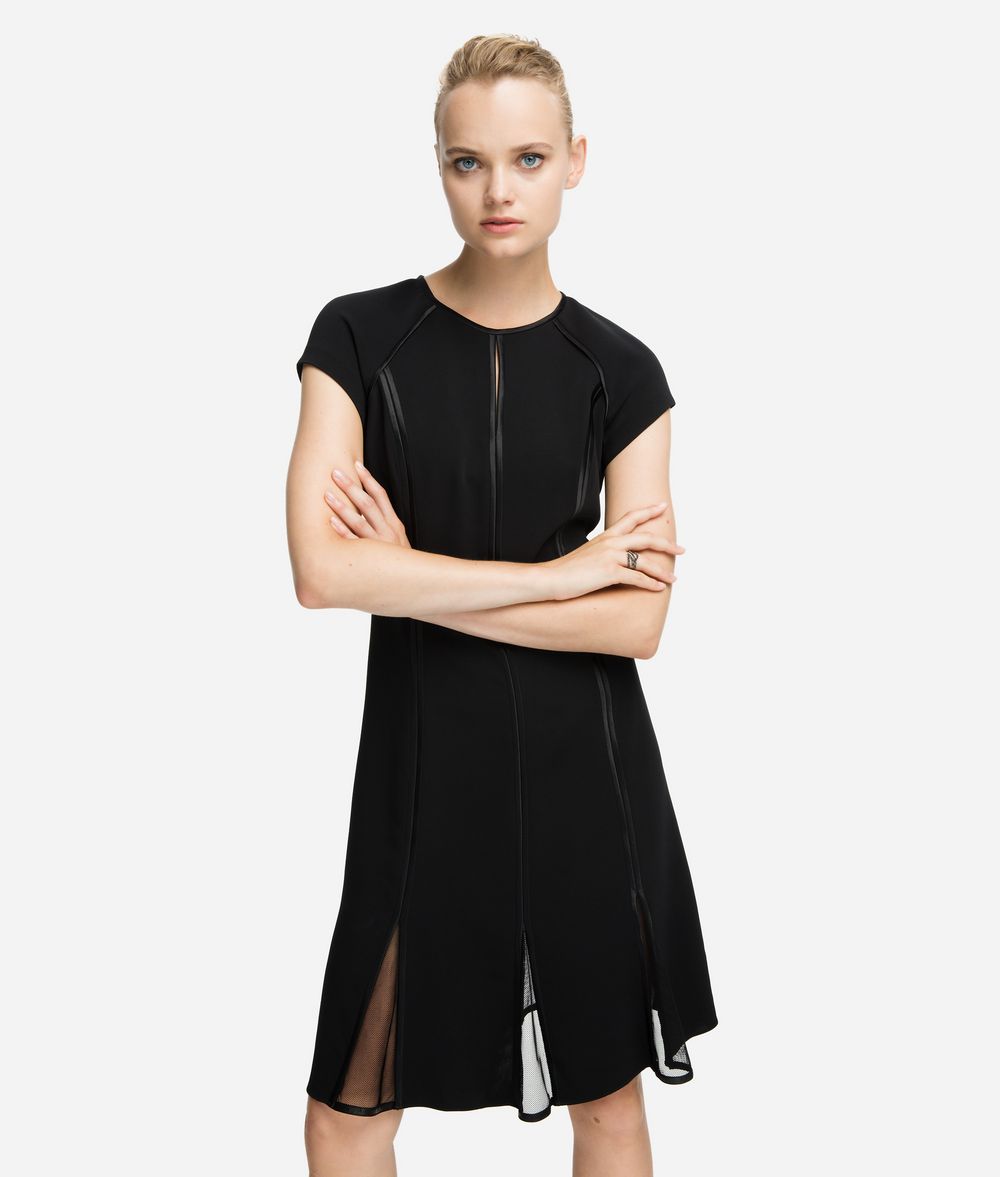 KARL LAGERFELD Fit-and-flare-Kleid mit Mesh-Einsätzen Kleid Damen f
