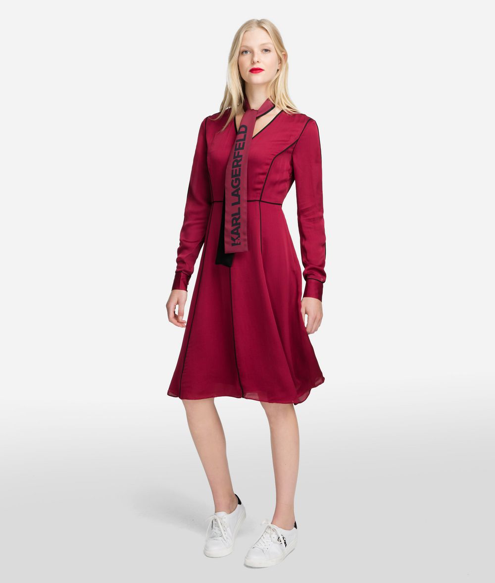 KARL LAGERFELD Seidenkleid mit Logo-Schluppe Kleid Damen f
