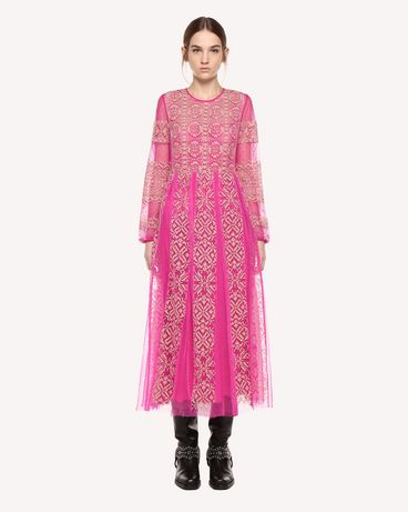 REDValentino Tulle dress with cross-stitch detailing